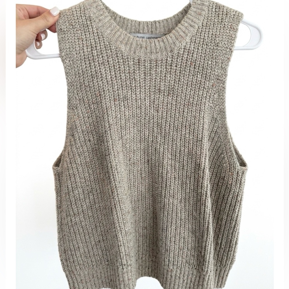 Autumn Cashmere Taupe Speckle Rib Knit Sweater